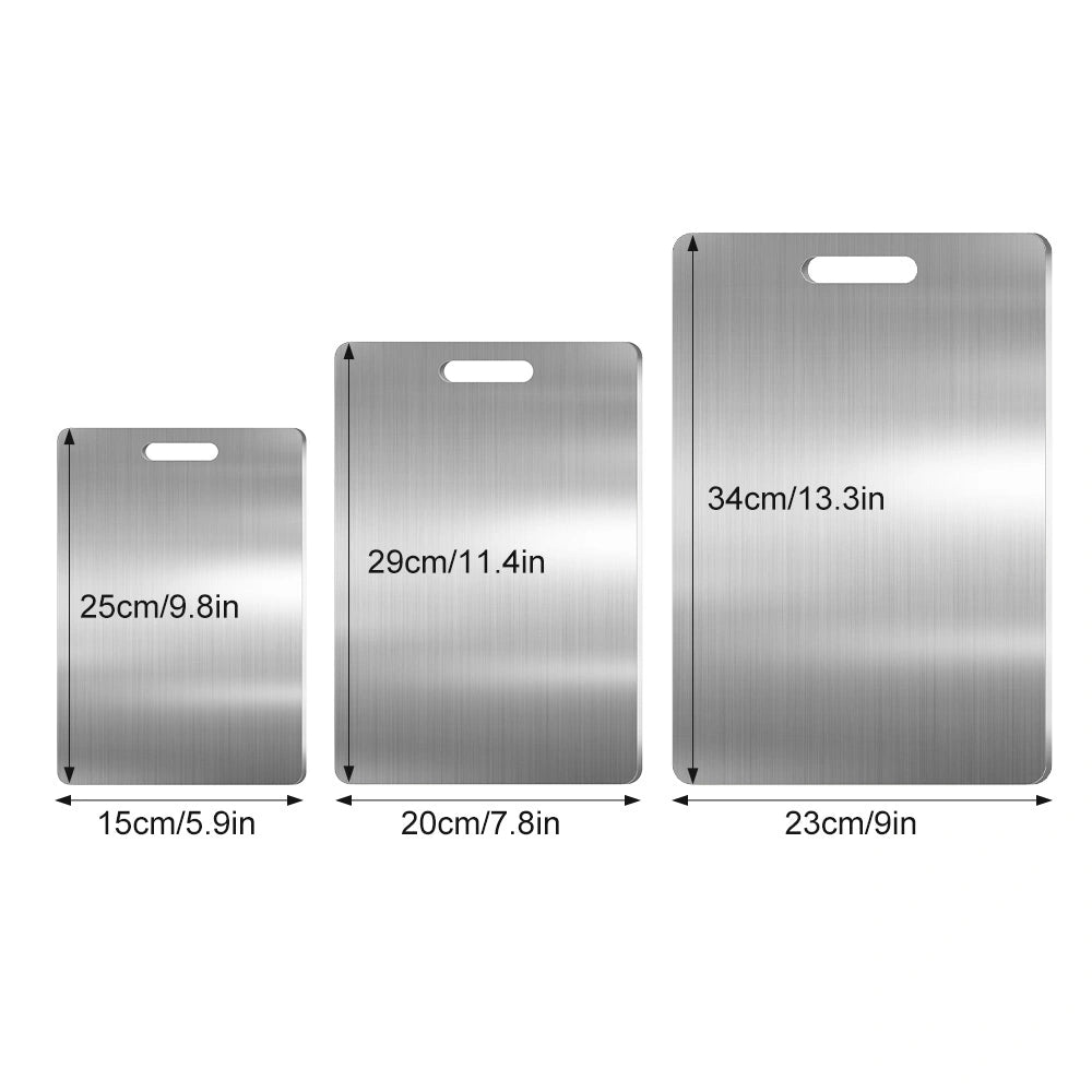 MDHAND 3-Piece Stainless Steel Cutting Board Set, Double-Sided Metal Chopping Boards
