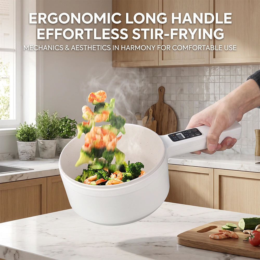 MDHAND 2L Electric Hot Pot with Steamer, Digital Control Non-Stick Ceramic Glaze