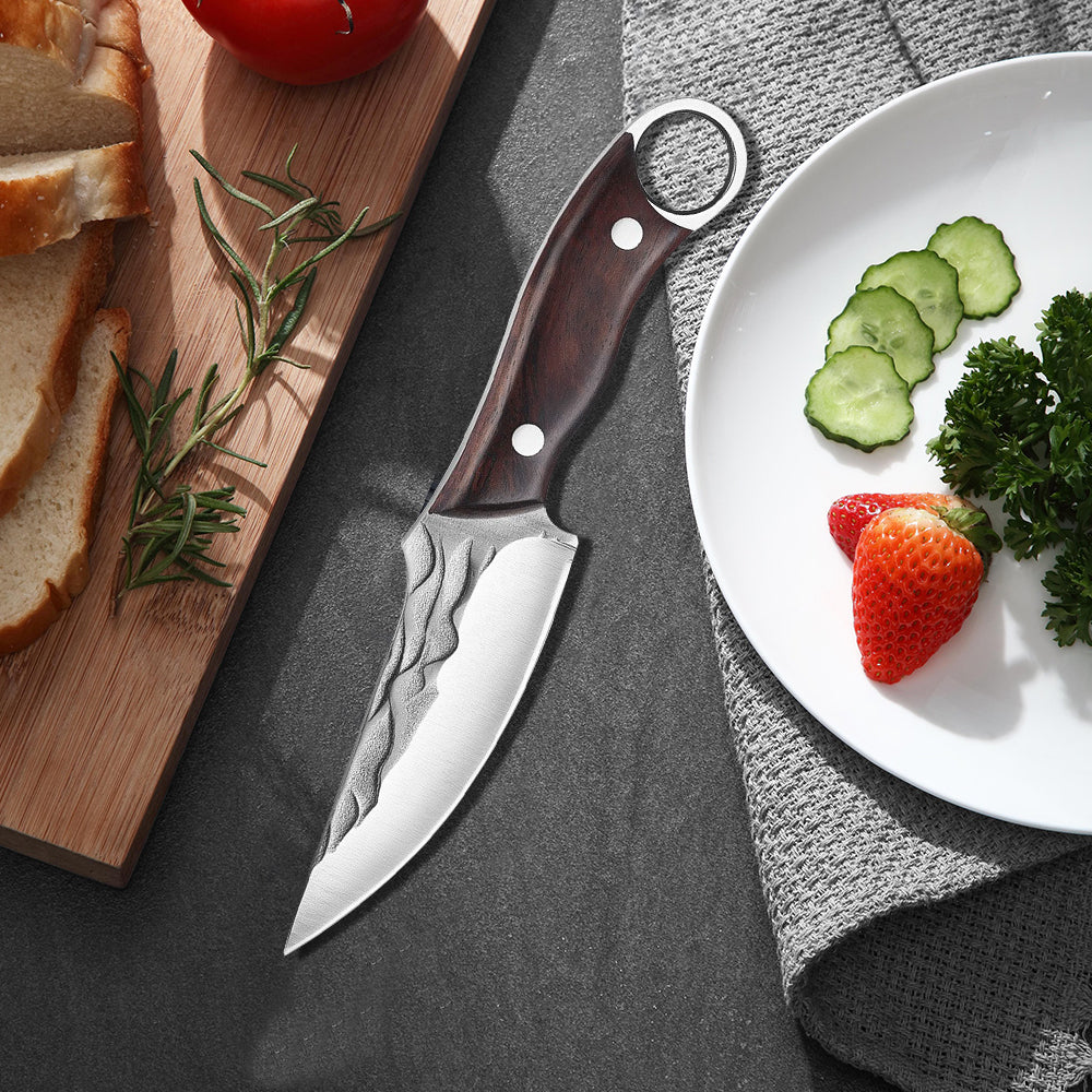 MDHAND Full Tang Fixed Blade Outdoor Knife with Wooden Handle & Leather Sheath ¨C Sharp Stainless Steel Blade for Camping, Hiking, Fishing, Backpacking & Everyday Use