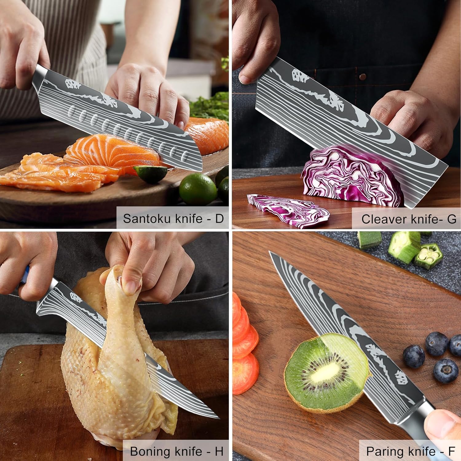 MDHAND 8-teiliges Küchenmesser Set with carrying case, high carbon stainless steel professional chef knives, sharp and durable.