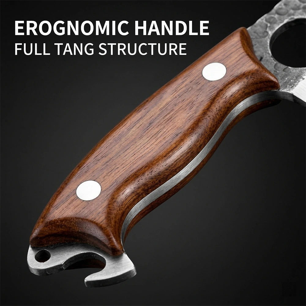 3 Piece Hand Forged Chef Knife Set, Full Tang Wood Handle Knives