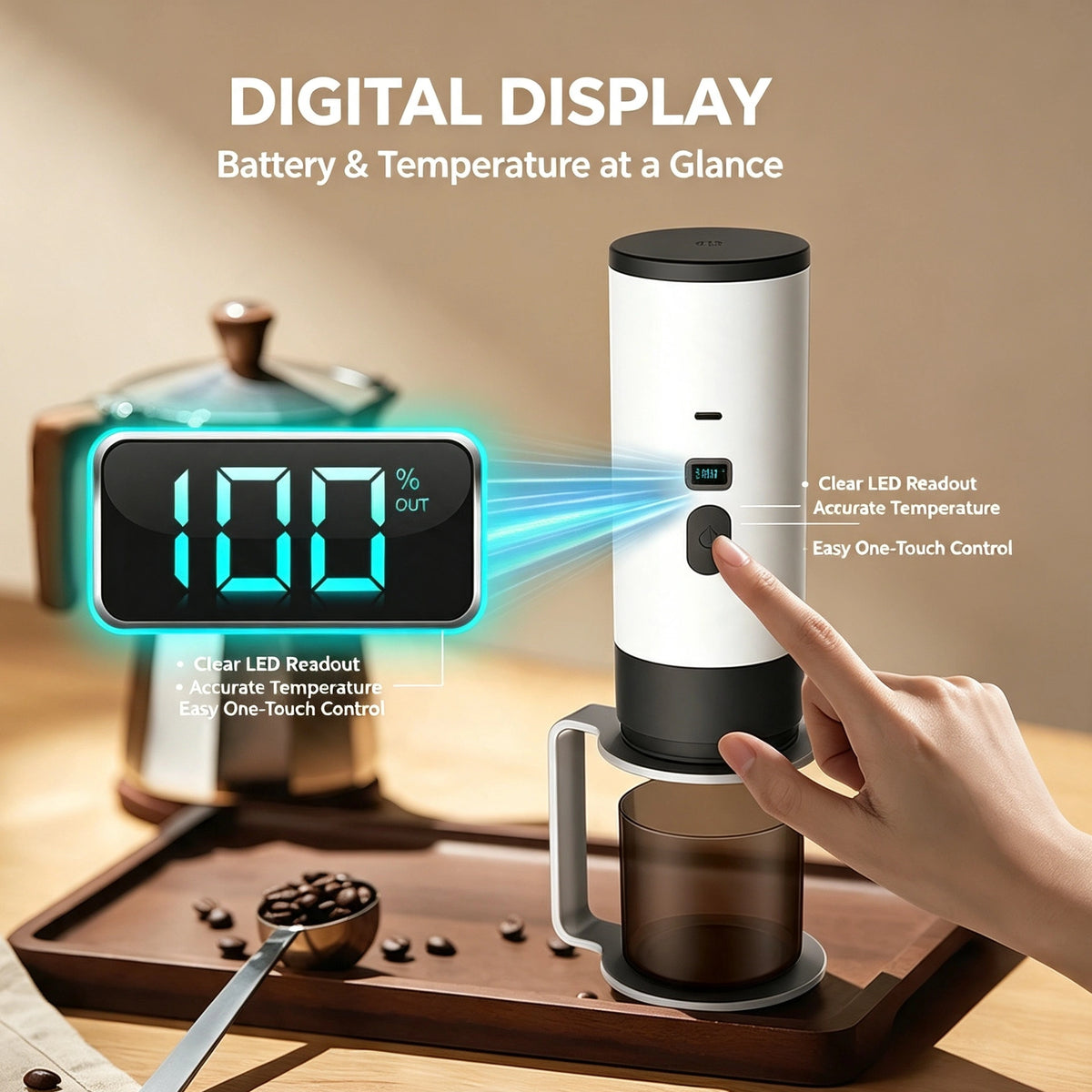 MDHAND Portable Coffee Maker, USB-C Rechargeable 3-in-1 Espresso Machine