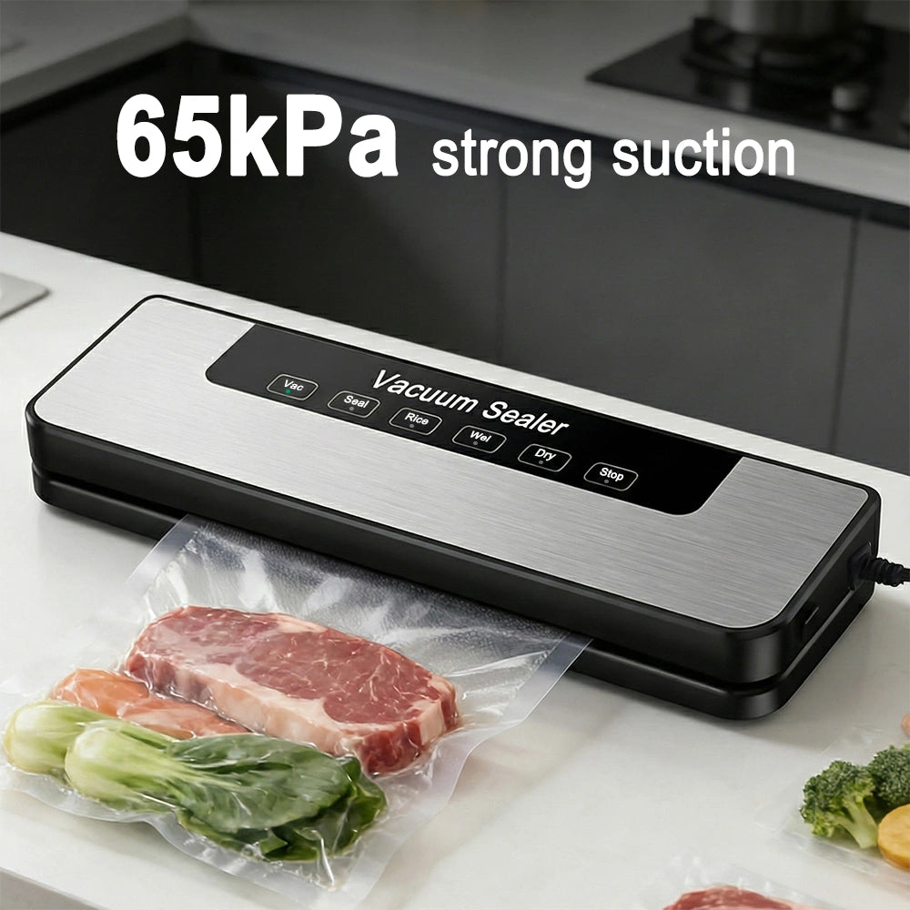 MDHAND Vacuum Sealer, 8 in 1 4 Food Modes, Wet and Dry, with Starter Kit, with 30 Vacuum Sealer Bags (Silver)