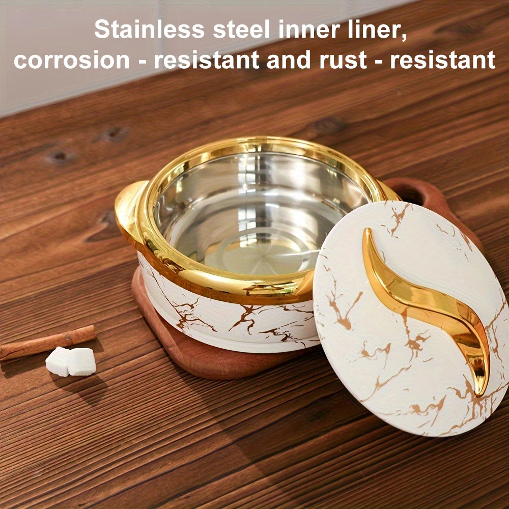 MDHAND 3-Piece Stainless Steel Insulated Food Container, Large Capacity, White