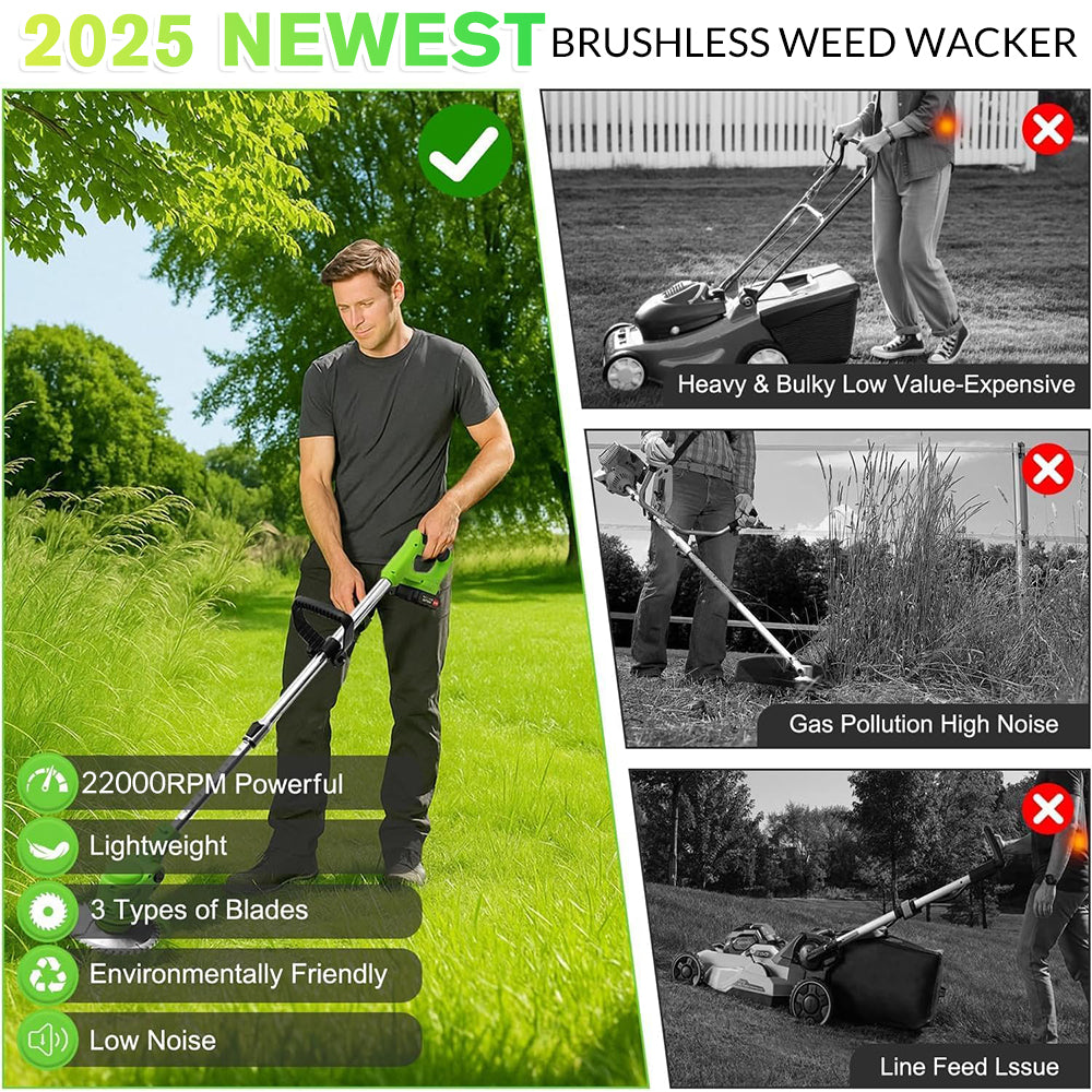 MDHAND cordless electric weed trimmer and edger with grass string cutter, ideal for lawn and yard maintenance.