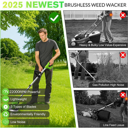 MDHAND cordless electric weed trimmer and edger with grass string cutter, ideal for lawn and yard maintenance.