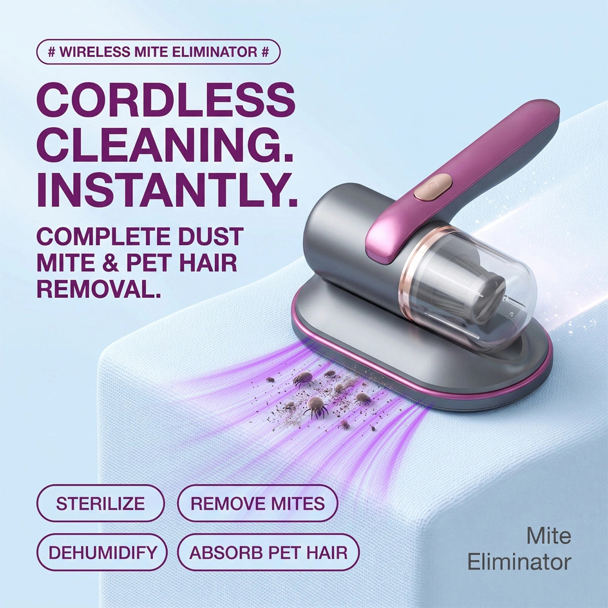 MDHAND Purple Mattress Vacuum Cleaner, 10KPa Suction