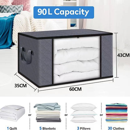 MDHAND 90L Large Storage Bags with Clear Window & Reinforced Handles, 6 Pack