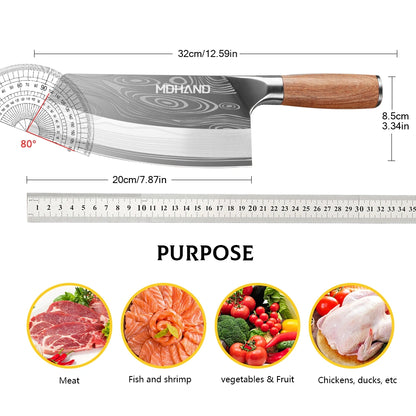 8 inch Meat Cleaver Knife ,MDHAND Vegetable and Butcher Knife ,German High Carbon Stainless Steel
