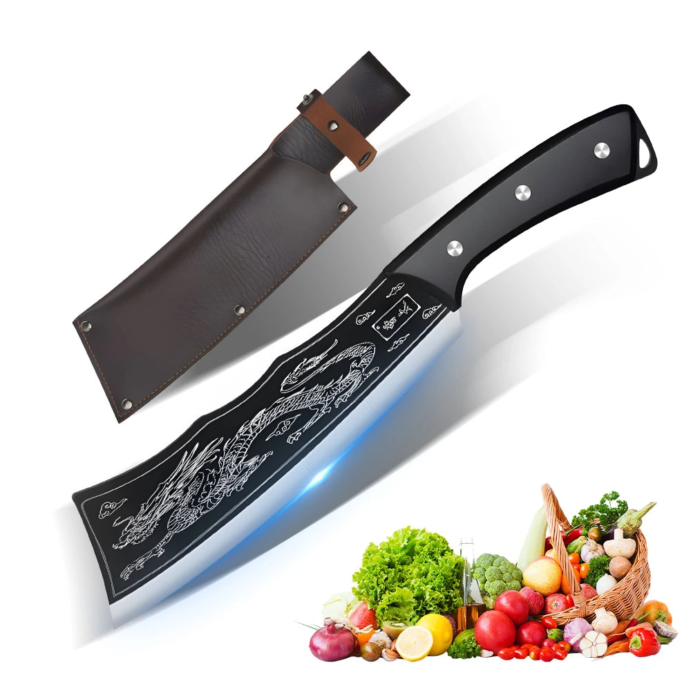 MDHAND Dragon Pattern Bone Chopper Knife