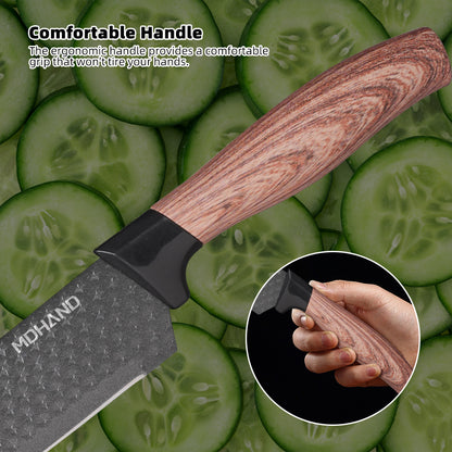 MDHAND Kitchen Knife Set, 7-Piece with Cutting Board, Sharp Chef & Utility Knives ¨C Ideal Gift(Brown Handle)