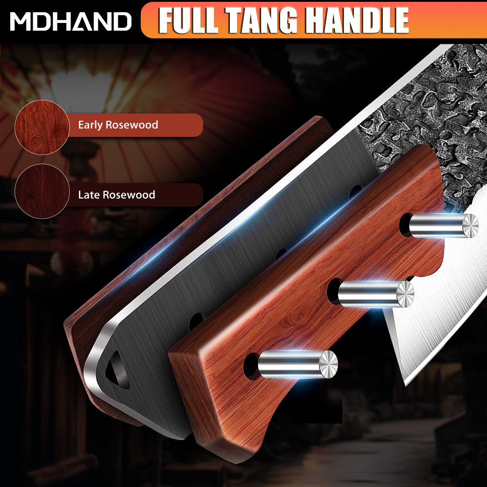 MDHAND Butcher Knife Set Hand Forged Serbian Chef Knife Viking Boning Knife Cleaver Knife 4PCS Kitchen Knife Set for Meat Cutting Home & Outdoor Cooking BBQ Knives Gift for Men