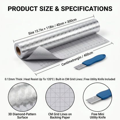 MDHAND Kitchen Oil-Proof Sticker, 16×119 Inch Silver Aluminum Foil Wallpaper