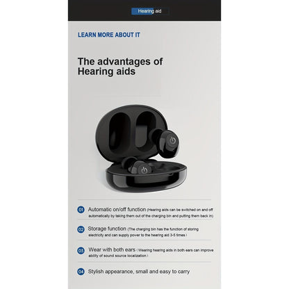 MDHAND sound amplification earbuds with sleek design and comfortable fit, ideal for enhanced hearing and listening experience.
