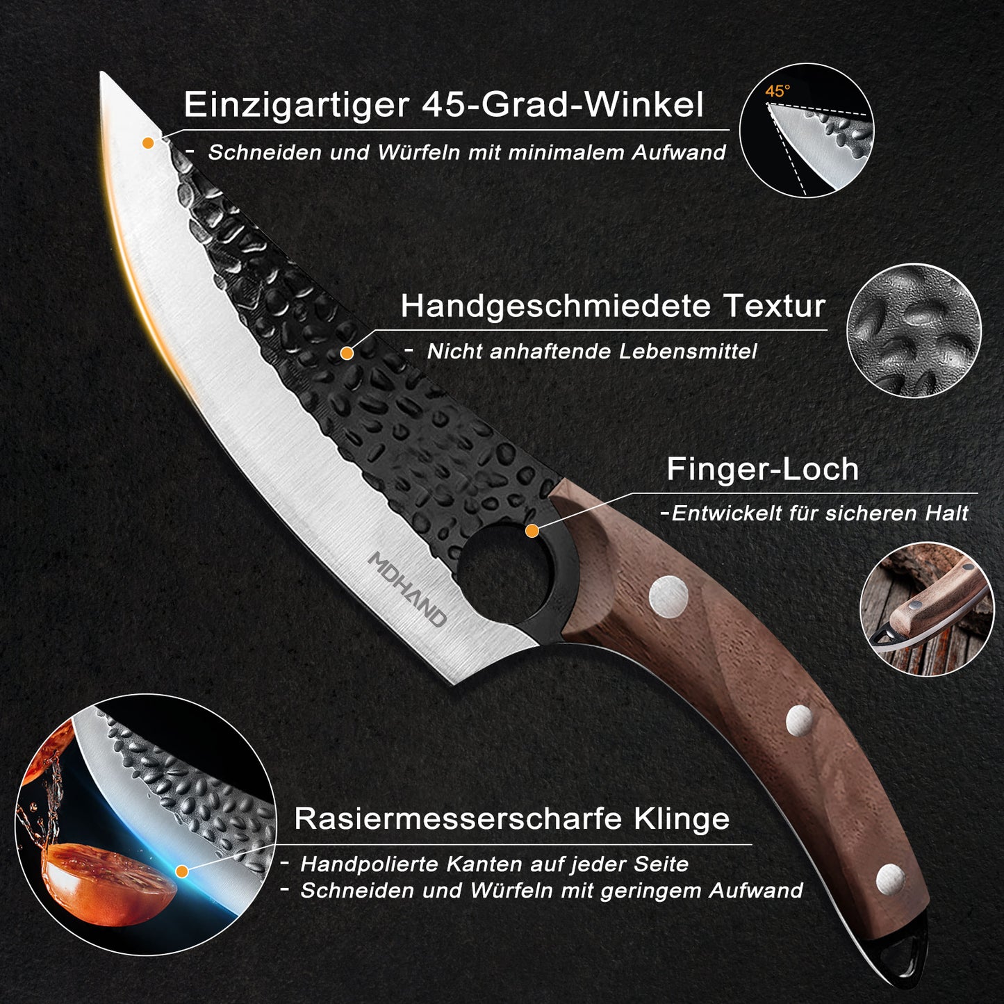 MDHAND 5.8-Inch Kitchen Knife, Sharp 4Cr14 Steel Blade with Wooden Handle