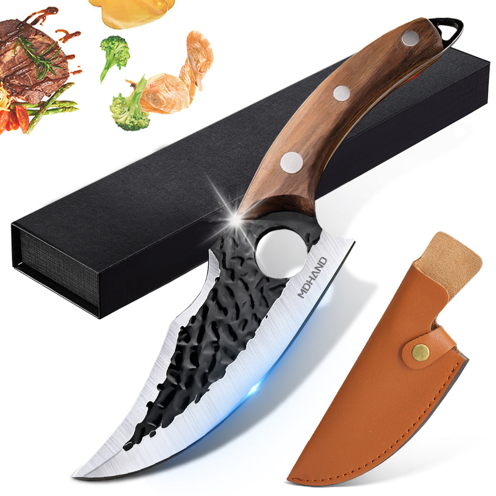 MDHAND Kitchen Chef Knife Viking Knife with Sheath Japanese Forged Japan Knives Boning Knife Multipurpose Meat Knives Outdoor Camping BBQ Knife with Gift Box