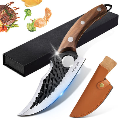 MDHAND Kitchen Chef Knife Viking Knife with Sheath Japanese Forged Japan Knives Boning Knife Multipurpose Meat Knives Outdoor Camping BBQ Knife with Gift Box