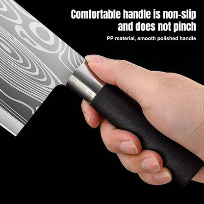 MDHAND Kitchen Knife Set, 7 Pcs Knives Block Set with Built-in Sharpener, Healthy Anti-Rust Coating & Stainless Steel Knife Set, Dishwasher Safe Black