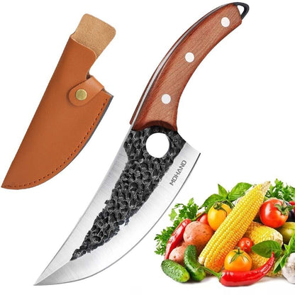 MDHAND 7 inch Butcher Knife, Boning Knife High Carbon Stainless Steel, Meat Cleaver Knife for Camping Outdoor, BBQ and Kitchen