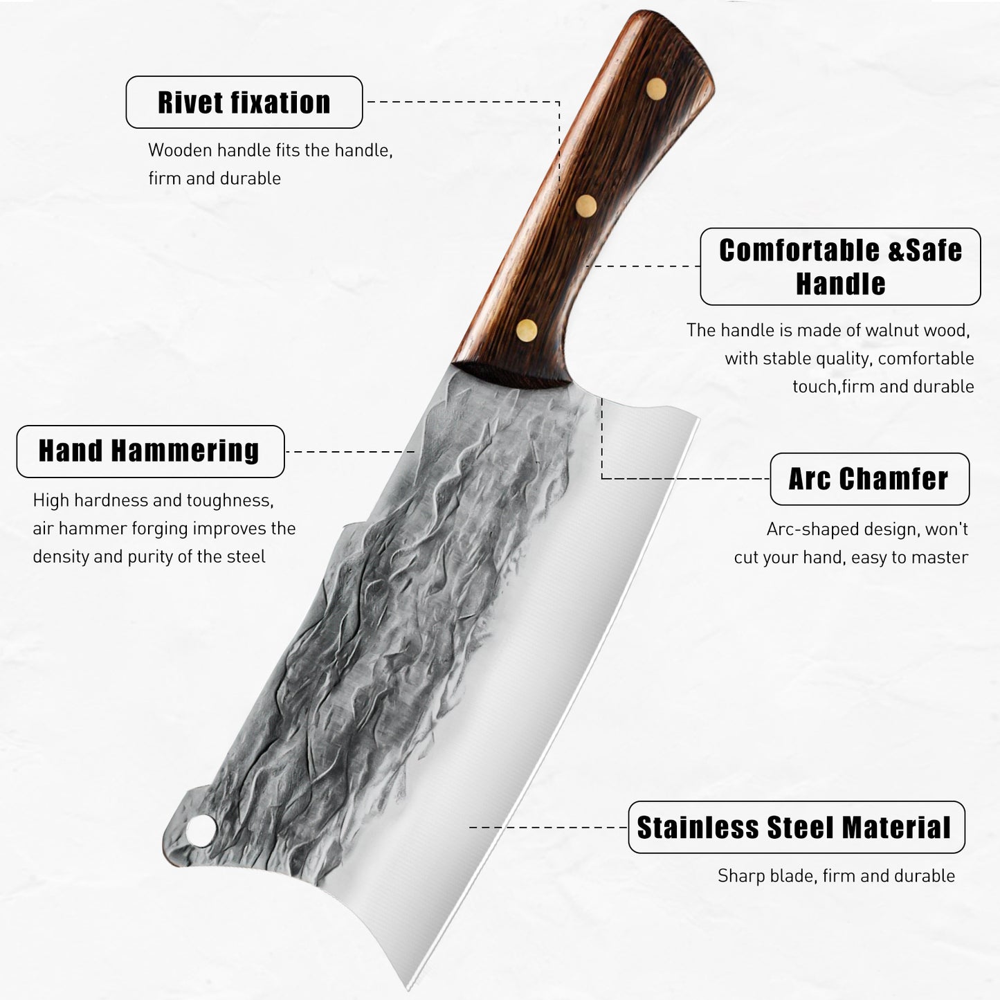 MDHAND 7PCS Butcher Knife Set, Hand Forged Meat Cleaver Knife,Meat Cutting Kitchen Knife Set for Home, Outdoor Cooking, Camping BBQ