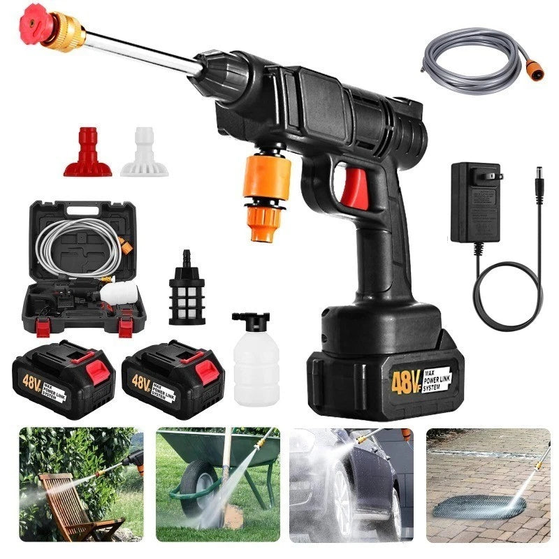 MDHAND cordless electric high-pressure water spray gun for car cleaning, showing a sleek portable design with a trigger and nozzle.