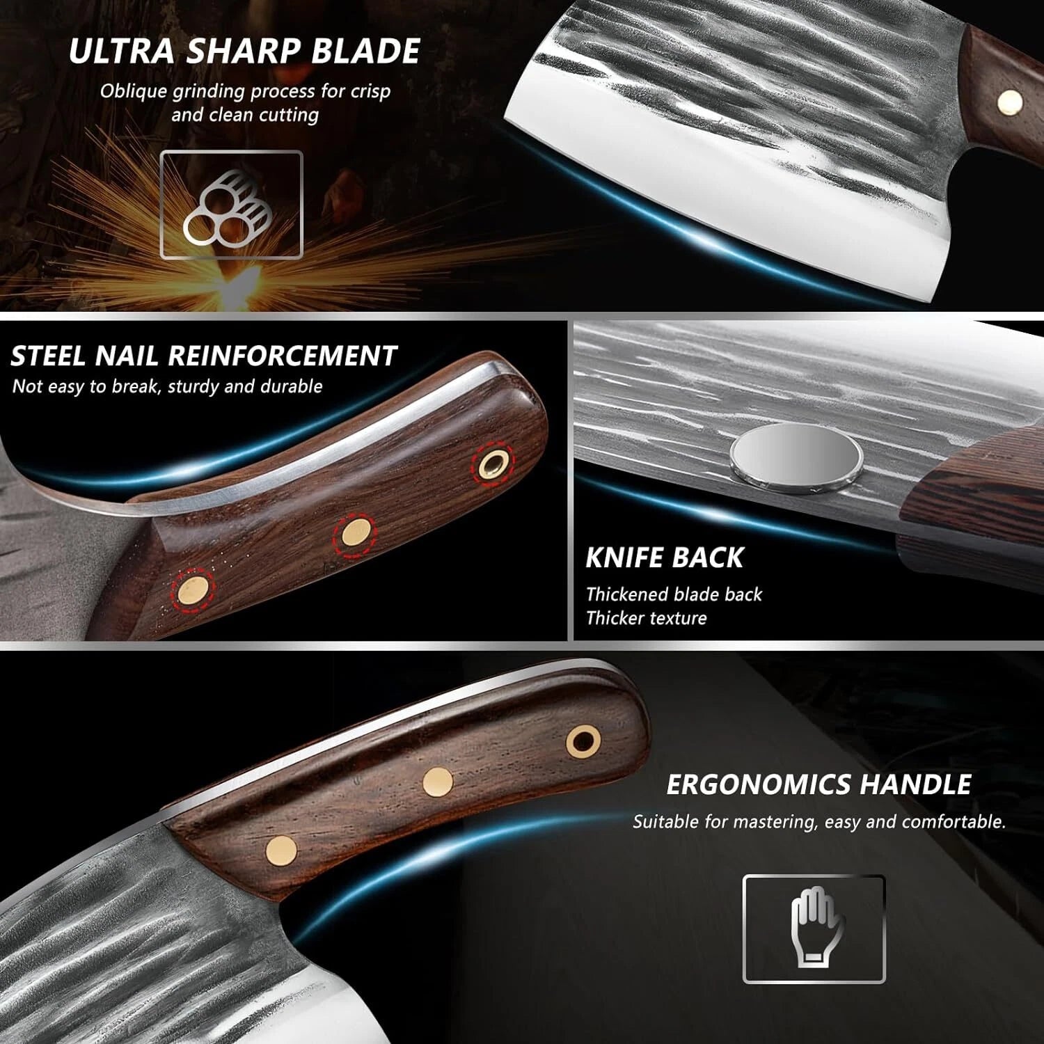 Handmade Hand FORGED DAMASCUS STEEL CHEF KNIFE Set Kitchen 8 Knives Set Chopping