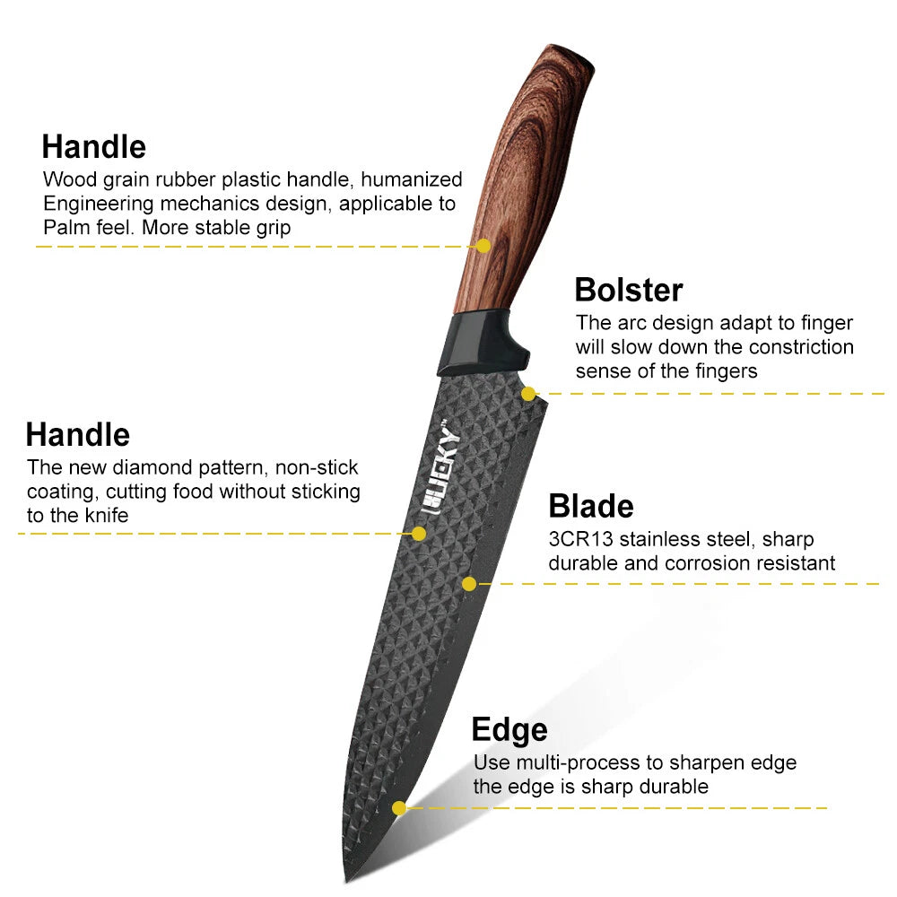 High Carbon Stainless Steel Chef Knife Set Ultra-Sharp Kitchen Cleaver Knives