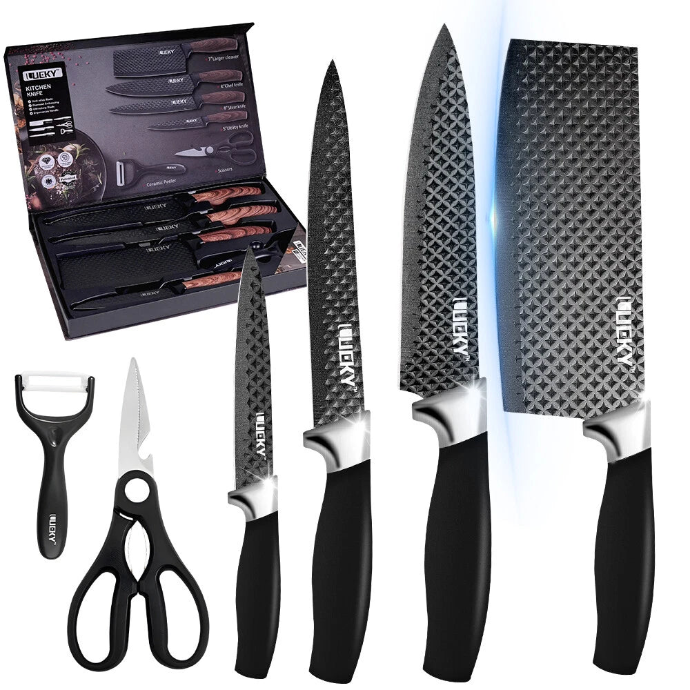 High Carbon Stainless Steel Chef Knife Set Ultra-Sharp Kitchen Cleaver Knives