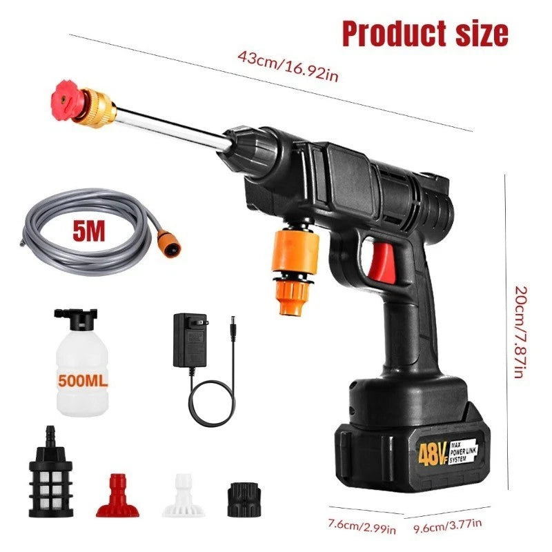 MDHAND portable cordless electric high-pressure water spray gun for car cleaning, compact and easy-to-use pressure washer tool