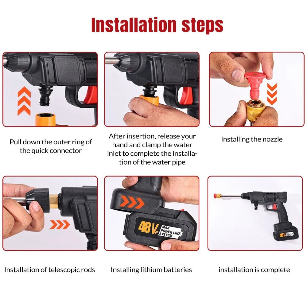 MDHAND portable cordless electric pressure washer with high-pressure water spray gun for car cleaning and outdoor cleaning tasks