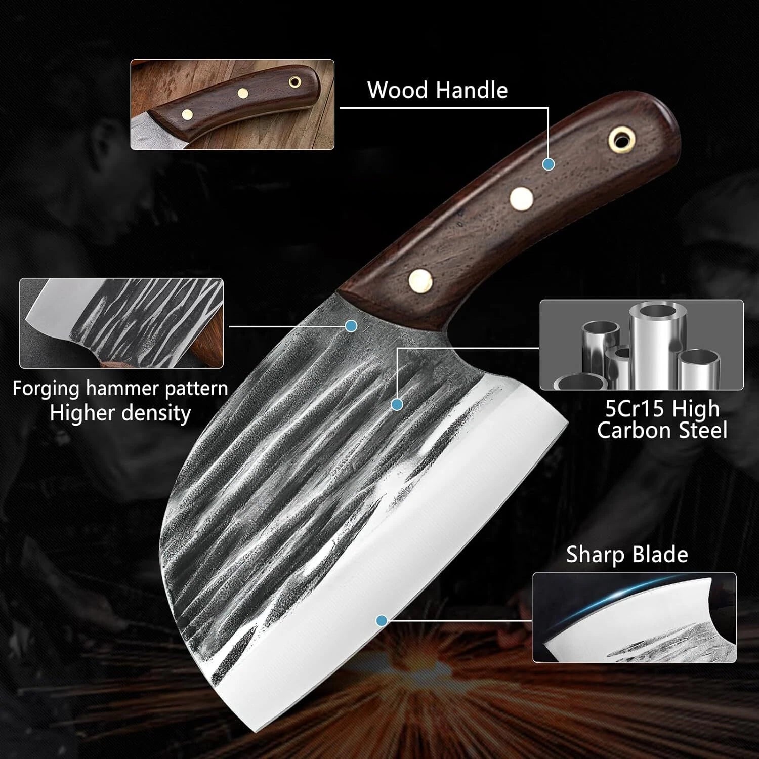 Handmade Hand FORGED DAMASCUS STEEL CHEF KNIFE Set Kitchen 8 Knives Set Chopping
