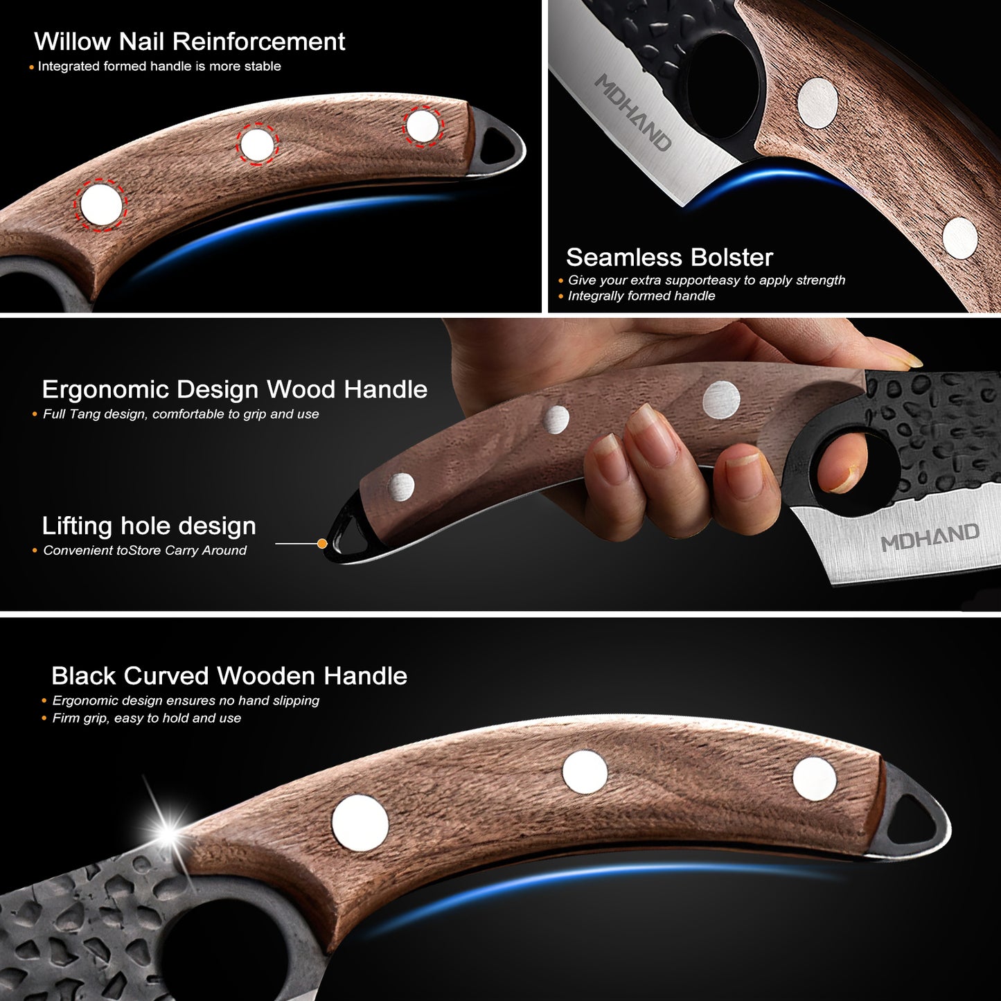 MDHAND 5.8-Inch Kitchen Knife, Sharp 4Cr14 Steel Blade with Wooden Handle