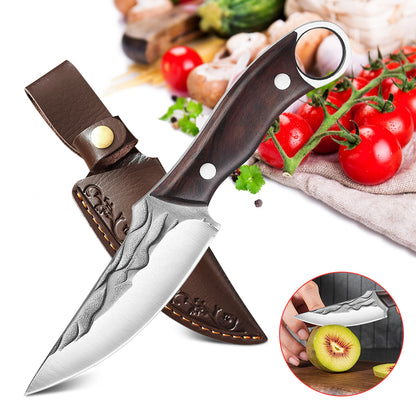 MDHAND Full Tang Fixed Blade Outdoor Knife with Wooden Handle & Leather Sheath ¨C Sharp Stainless Steel Blade for Camping, Hiking, Fishing, Backpacking & Everyday Use