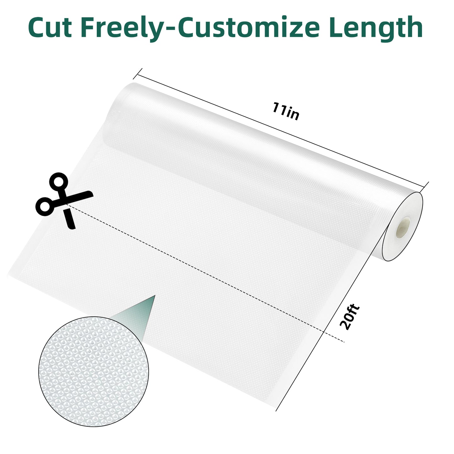MDHAND vacuum sealer bags for food, 11in x 20ft rolls, airtight food storage and sous vide meal prep, three-roll pack.