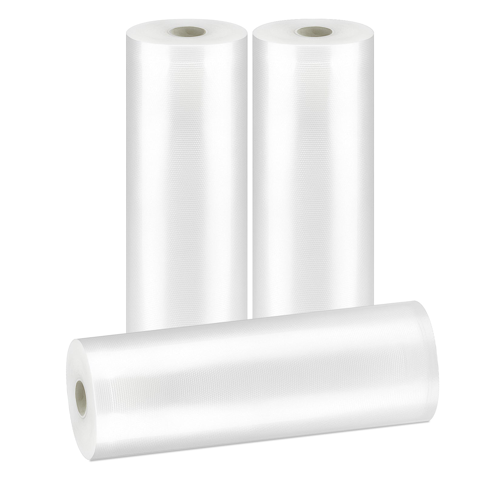 MDHAND vacuum sealer bags for food, 11in x 20ft, 3-roll pack, ideal for airtight storage, meal prep, and sous vide cooking.