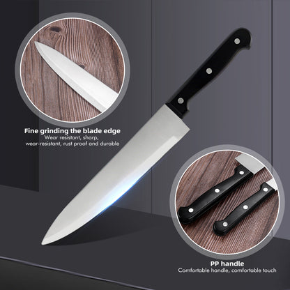 MDHAND Knife Block Set, 15 Pieces Kitchen Knife Set with Wooden Block, Stainless Steel Knife Set for Gift, Home