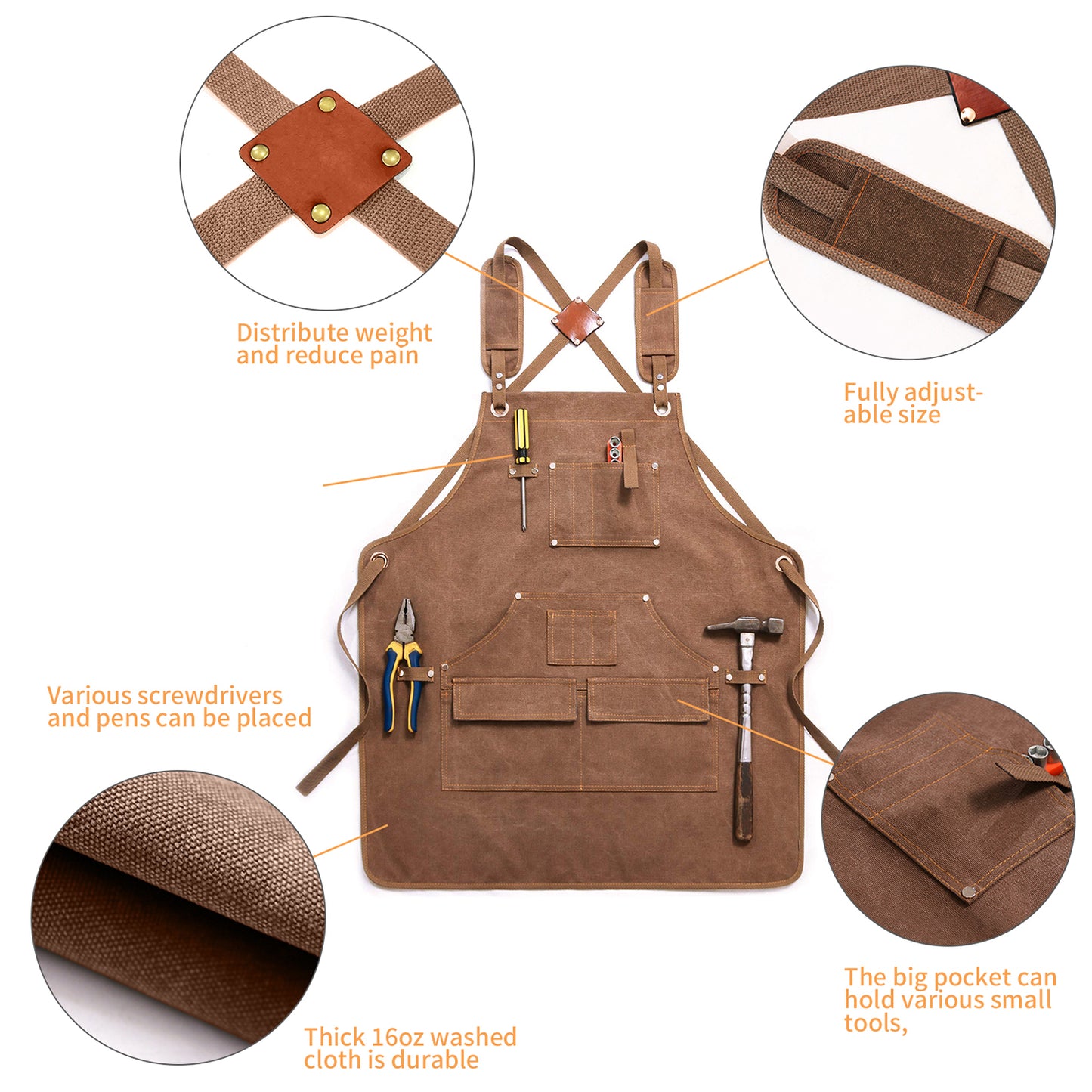MAHAND woodworking apron made of durable fabric with multiple pockets, designed for craftsmen and DIY woodworking projects.