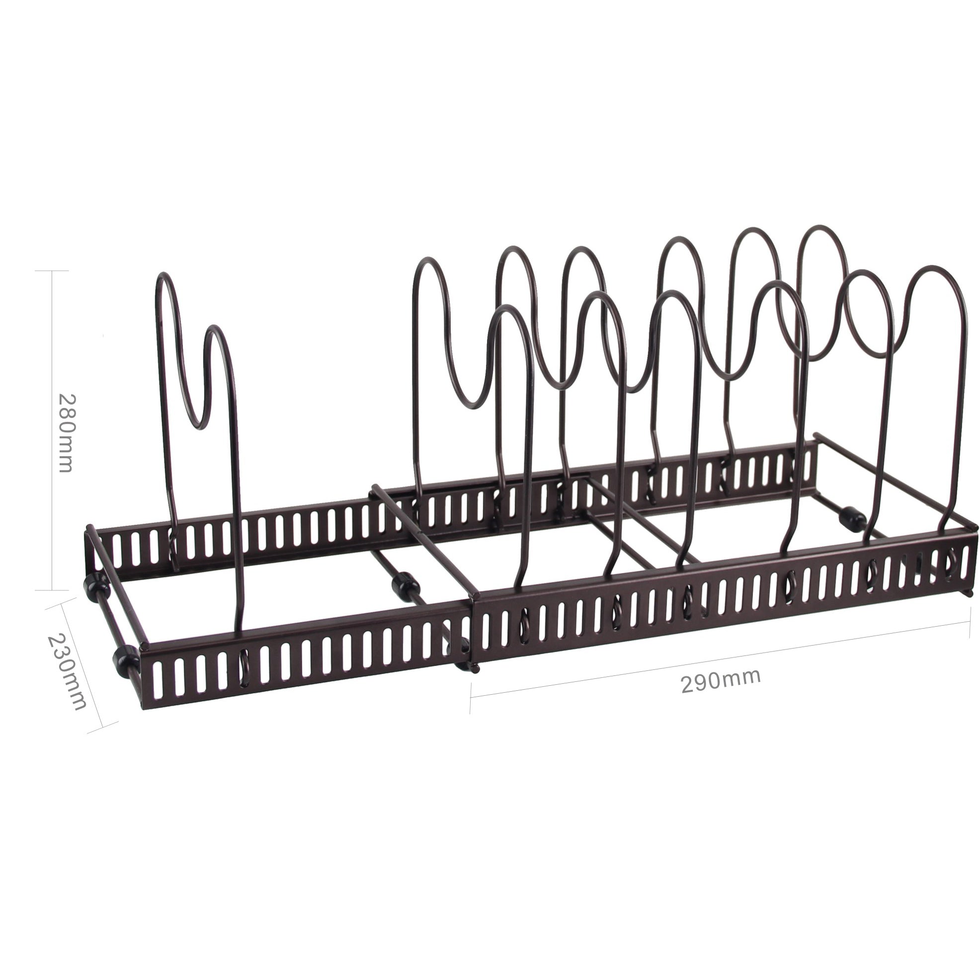 MAHAND Pan Organizer Rack for Cabinet, a home furnishing storage solution with multiple slots for organizing pots and pans.