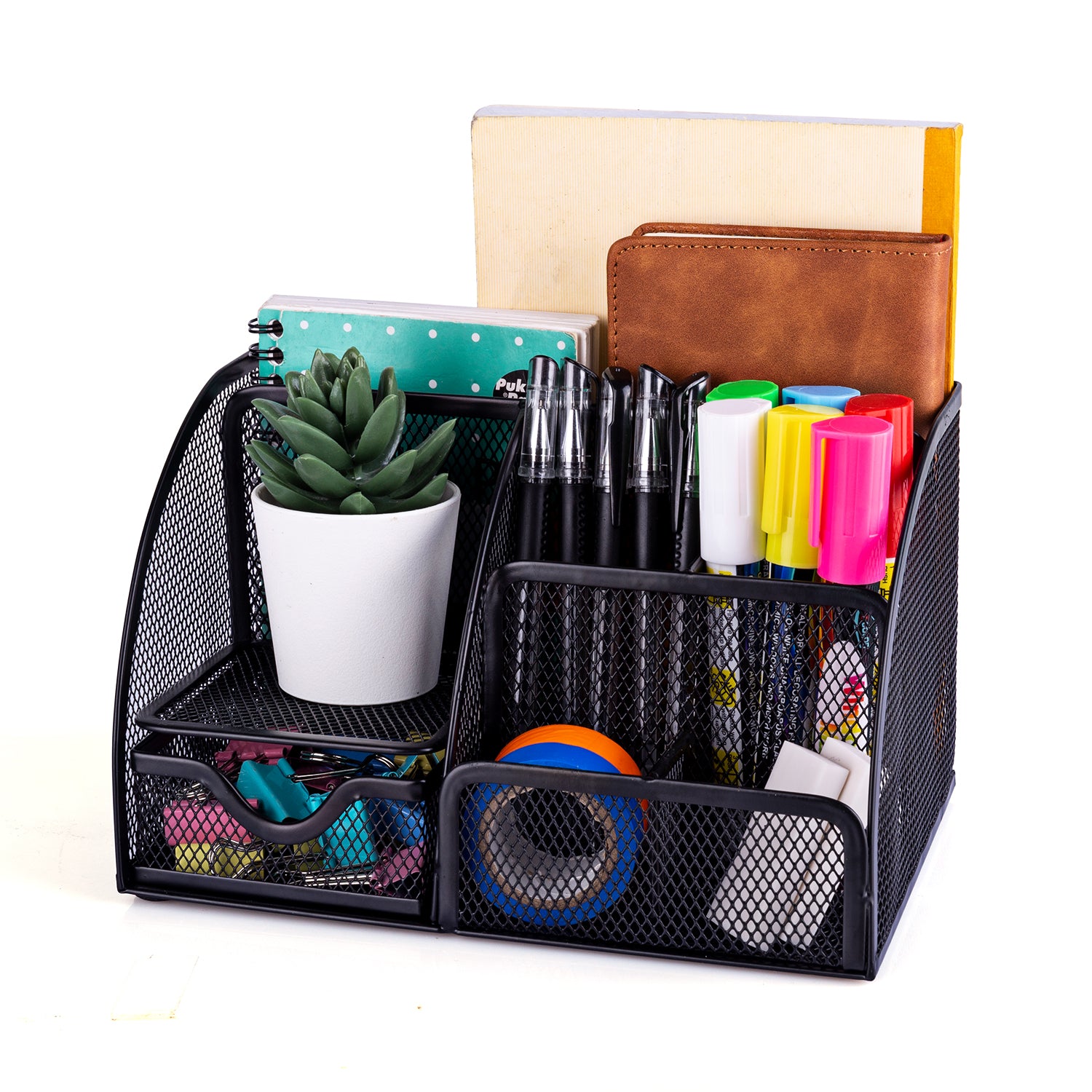 MAHAND office desk organizer with compartments for pens, paper clips, and accessories, designed for tidy workspace organization.